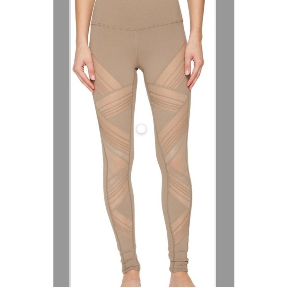 ALO Yoga High Waist Ultimate‎ Legging Gravel Sheer Mesh Inset Ruched Detail XXS